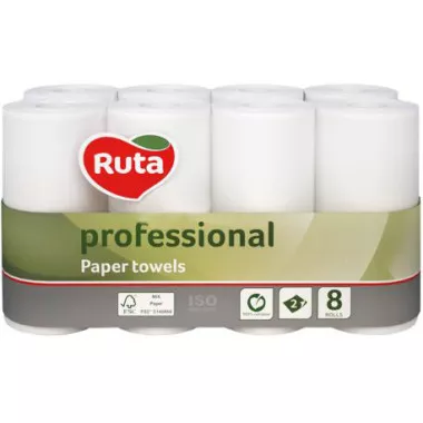 Рушники паперові Ruta Professional двошарові целюлозні 12,5 м 8 рулонів